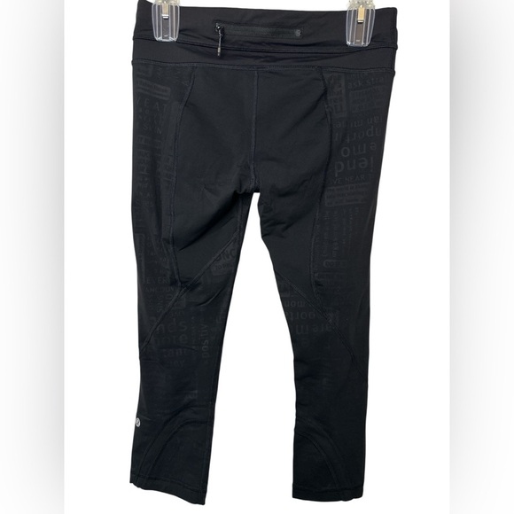 LULULEMON Wunder Under HR Crop 23" Manifesto Foil Black Size 6 - Picture 2 of 8